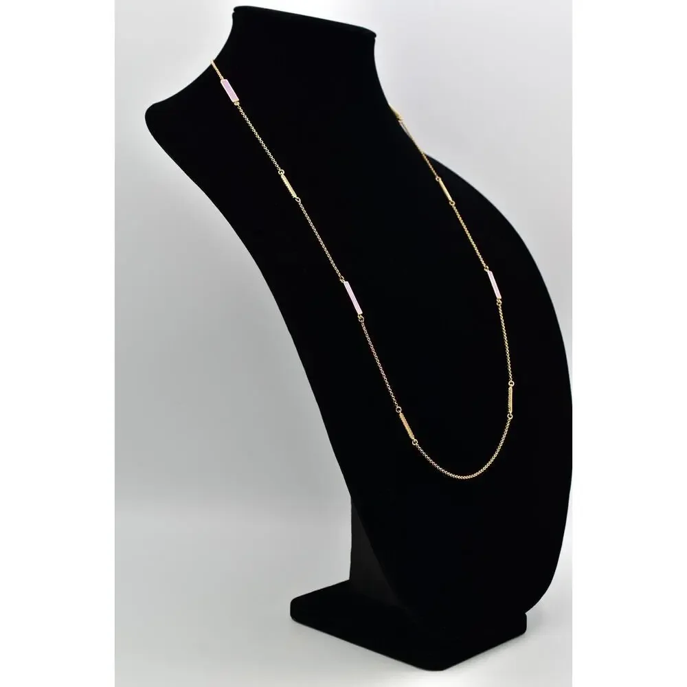 Kate Spade Station Chain Necklace Lavender Pastel Enamel Crystal Signed BinBL